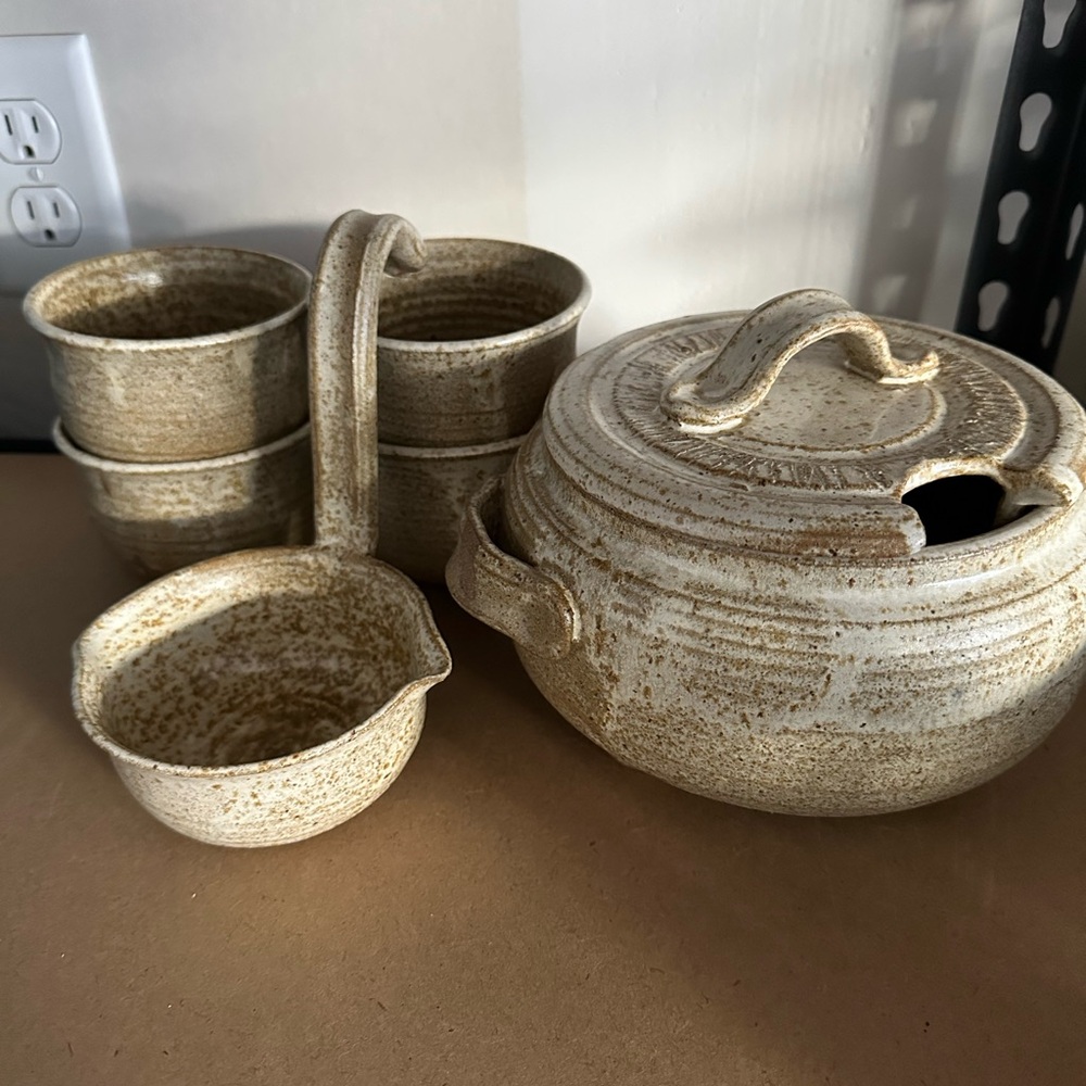 Rustic Stoneware Soup Set - Picture 1 of 6